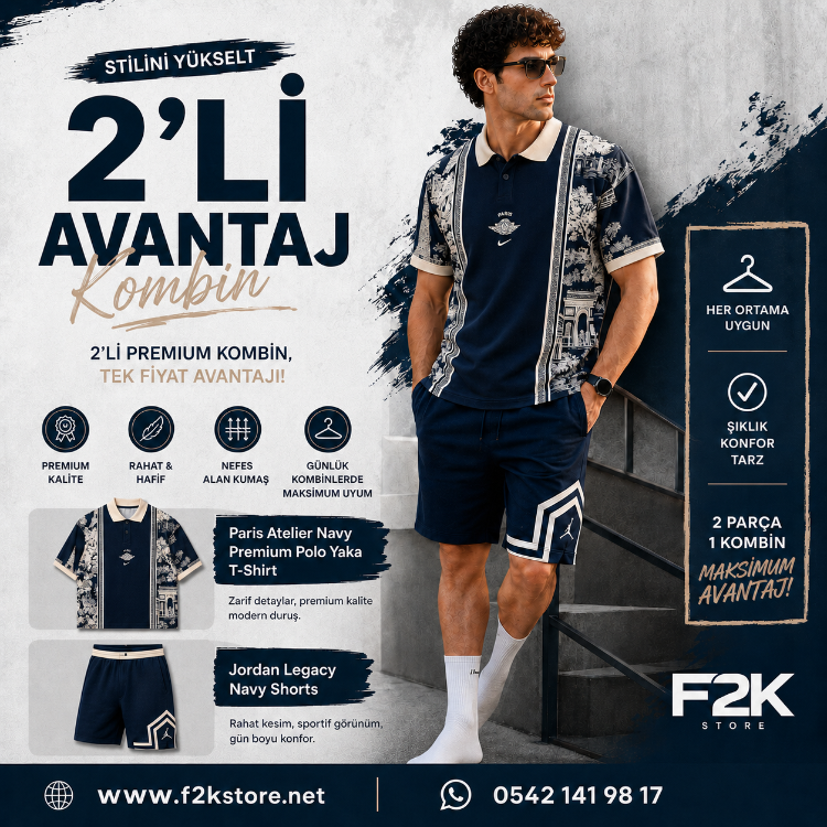 Navy Premium Polo & Shorts Kombini
