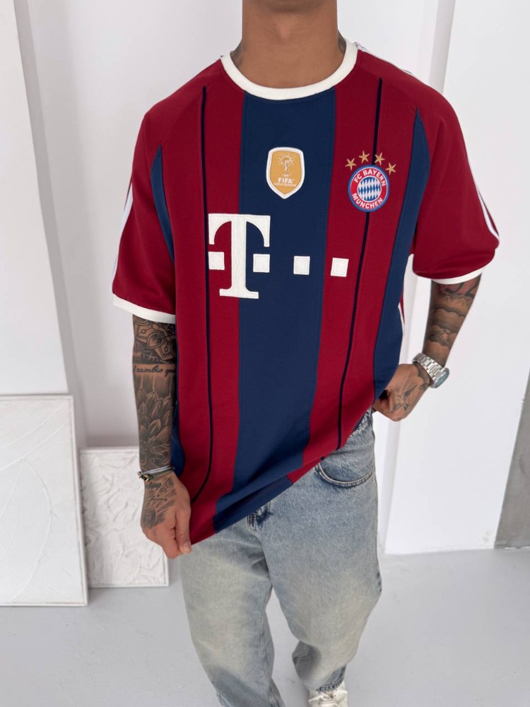 Bayern München Retro Striped Oversize T-Shirt