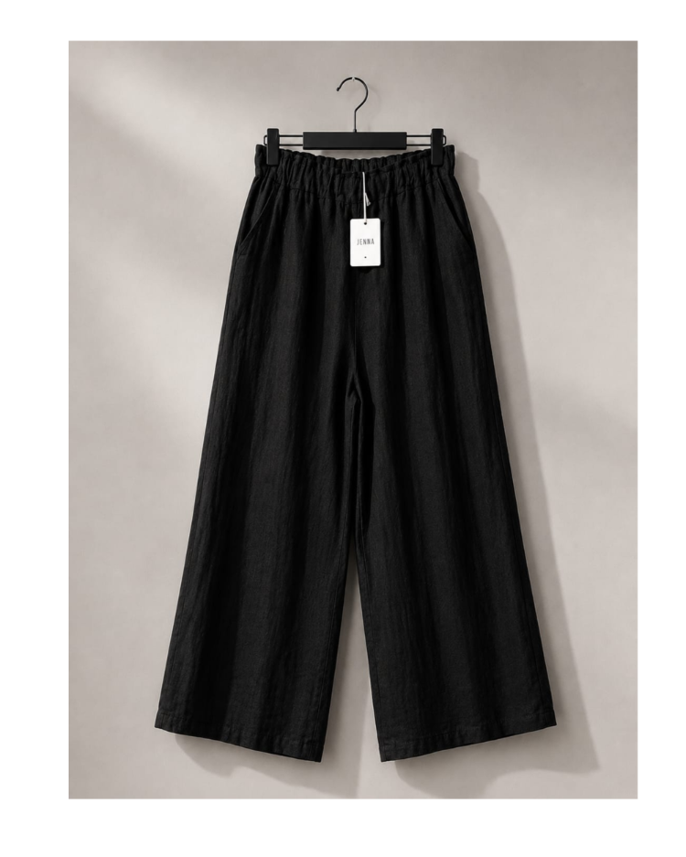 Noir Ease Linen Pants