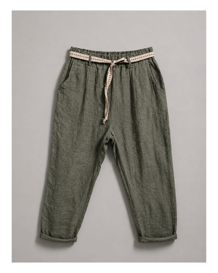 Olive Breeze Linen Pants