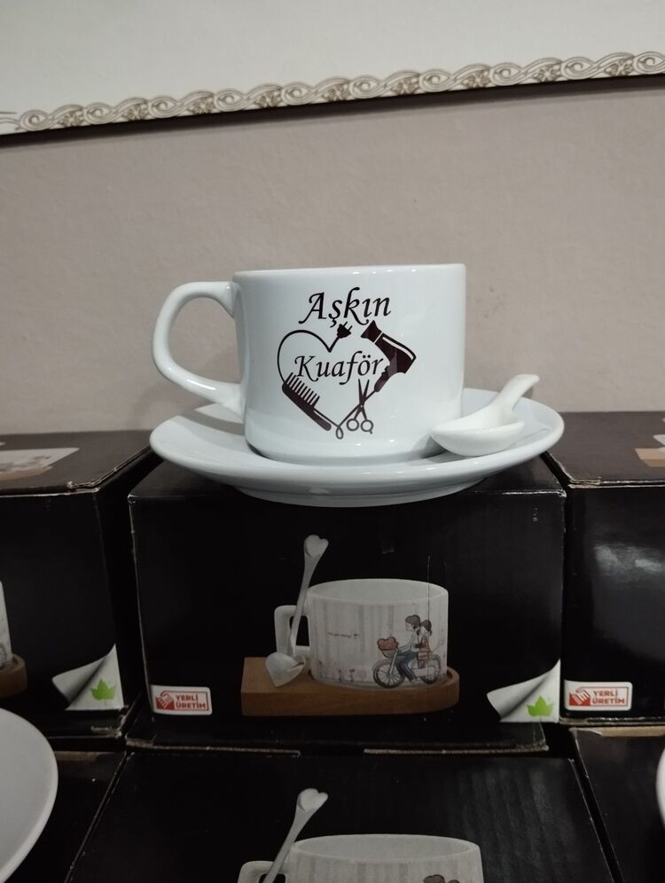 özel Baskılı porselen çay nescafe takımı 6lı
