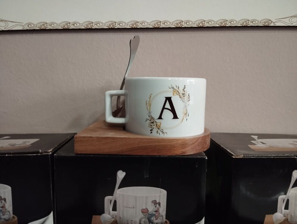 özel Baskılı ahşap Tabaklı nescafe takımı 6lı