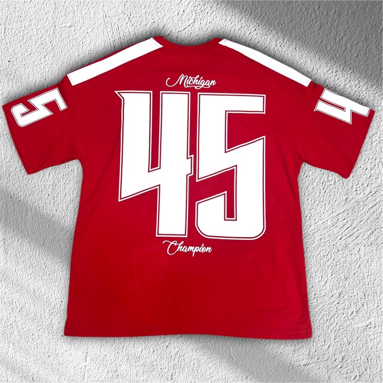 Michigan Champion 45 Oversize Tişört – Kırmızı