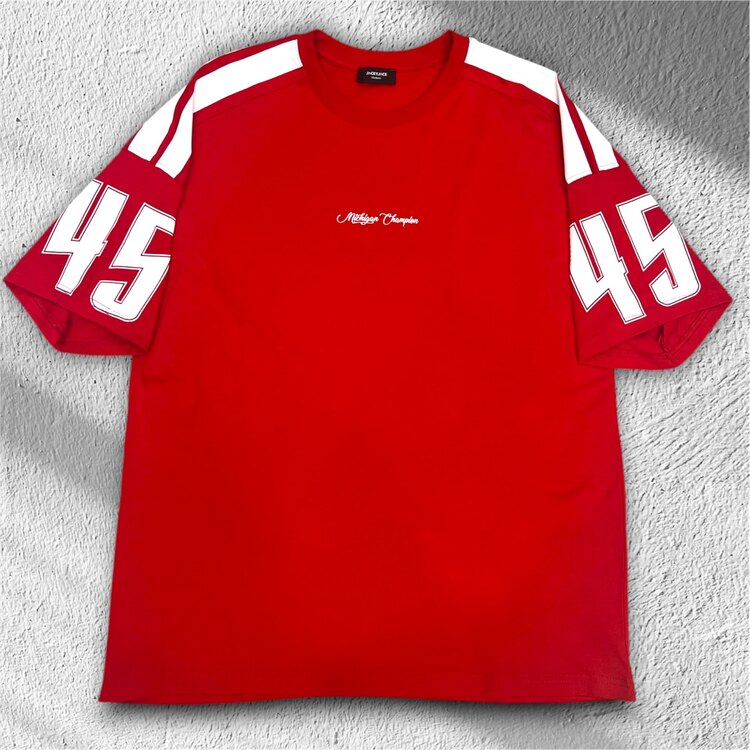Michigan Champion 45 Oversize Tişört – Kırmızı