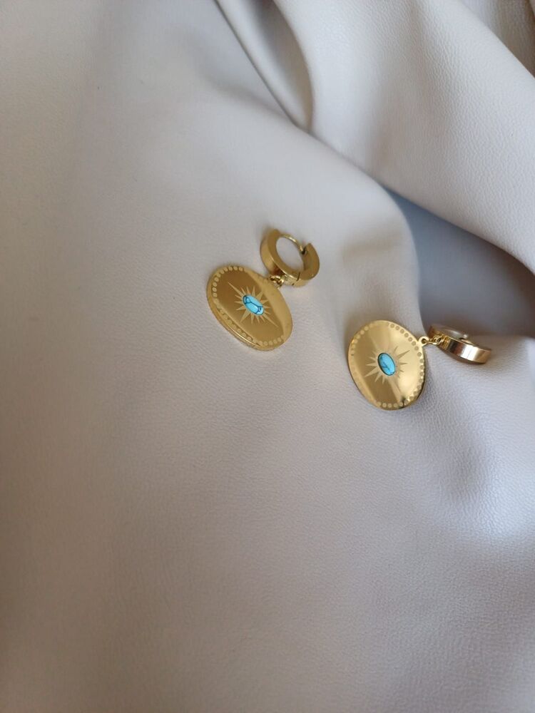 ÇELİK GOLD MAVİ BONCUK KÜPE