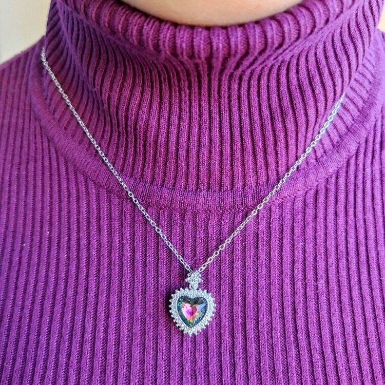 ÇELİK SILVER KALP GÖZÜ KOLYE 