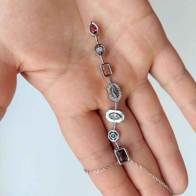 ÇELİK SİLVER 7 ELEMENT KOLYE