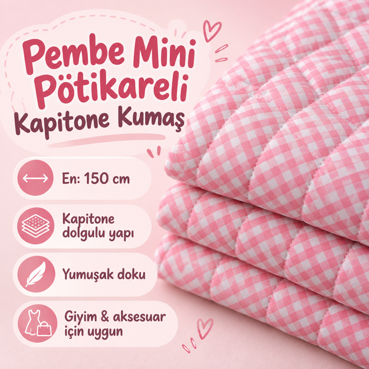 Pembe Pötikare Kapitone Kumaş