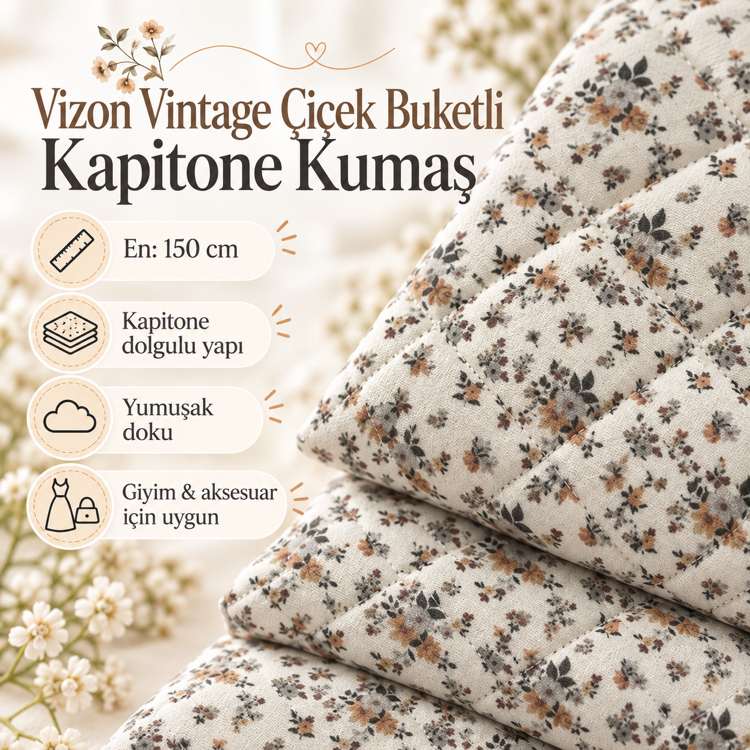 Vizon Vintage Müslin Kapitone Kumaş