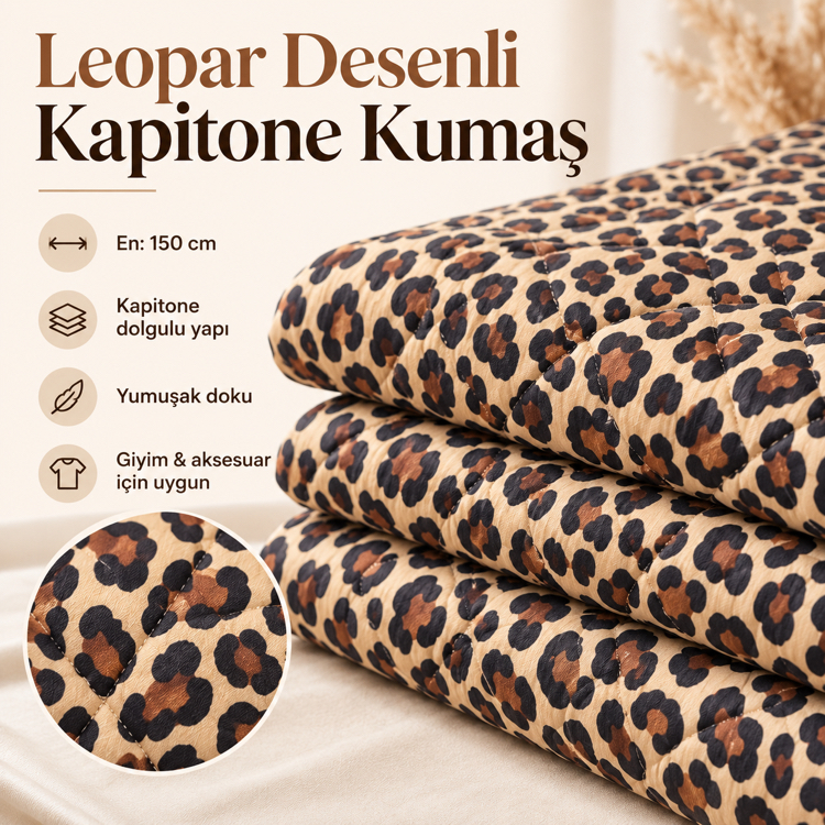 Leopar Kapitone Kumaş