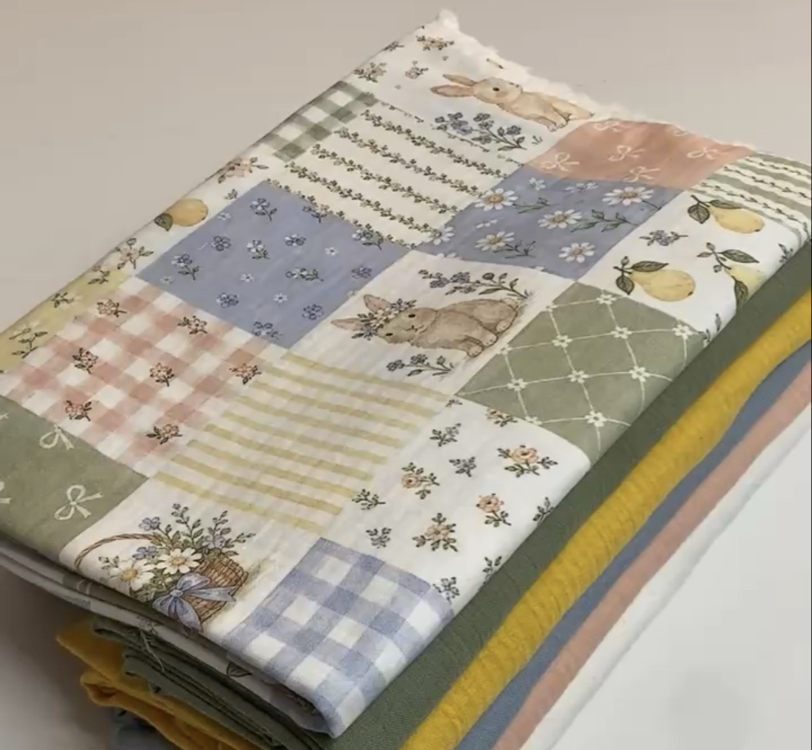 Tavşan Sepet Patchwork Müslin