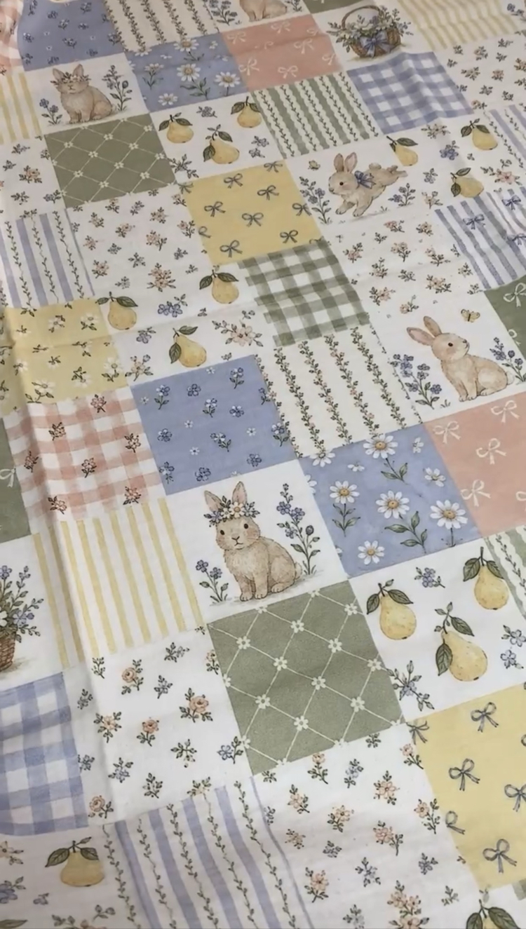 Tavşan Sepet Patchwork Müslin