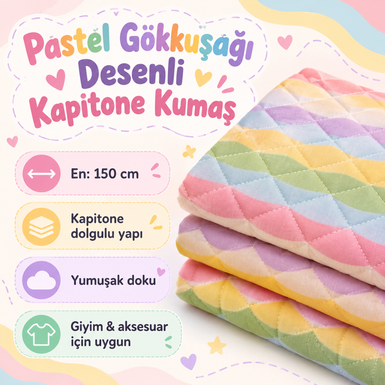 Pastel Gökkuşağı Kapitone