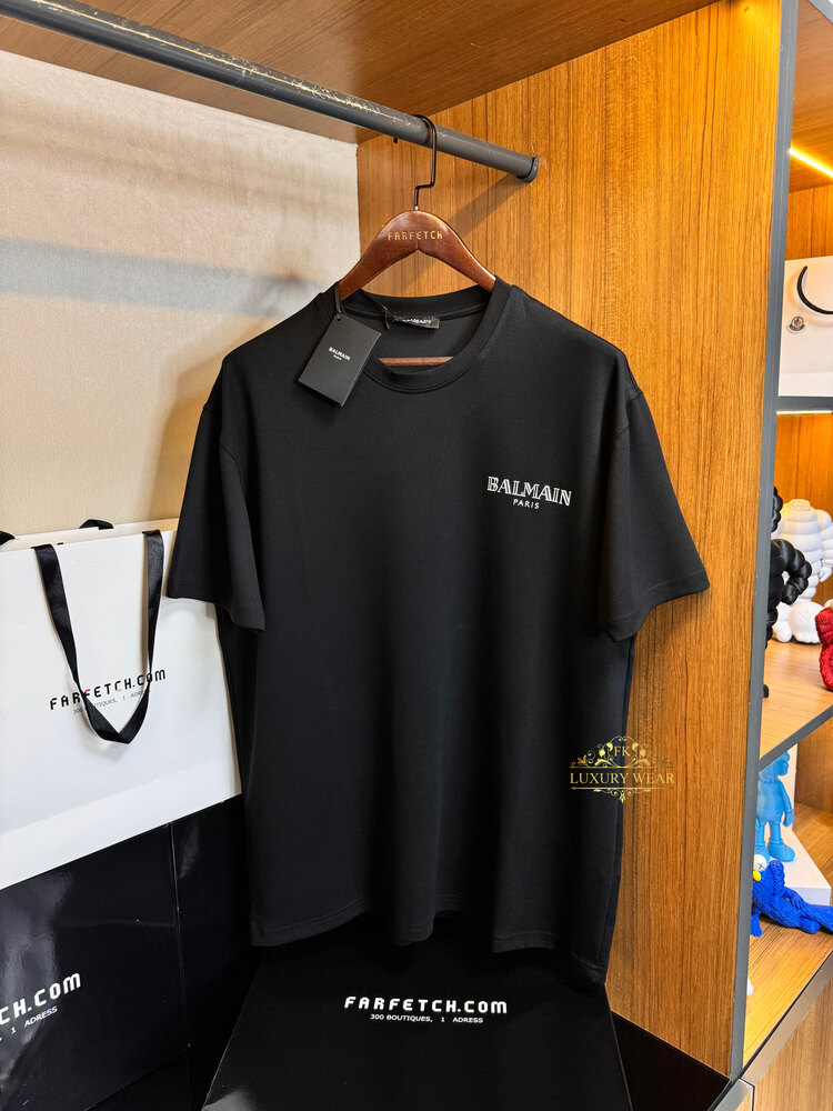 Balmain Paris Logo T-shirt black-silver ( İthal-Ütü İstemez-NFC Aktif)