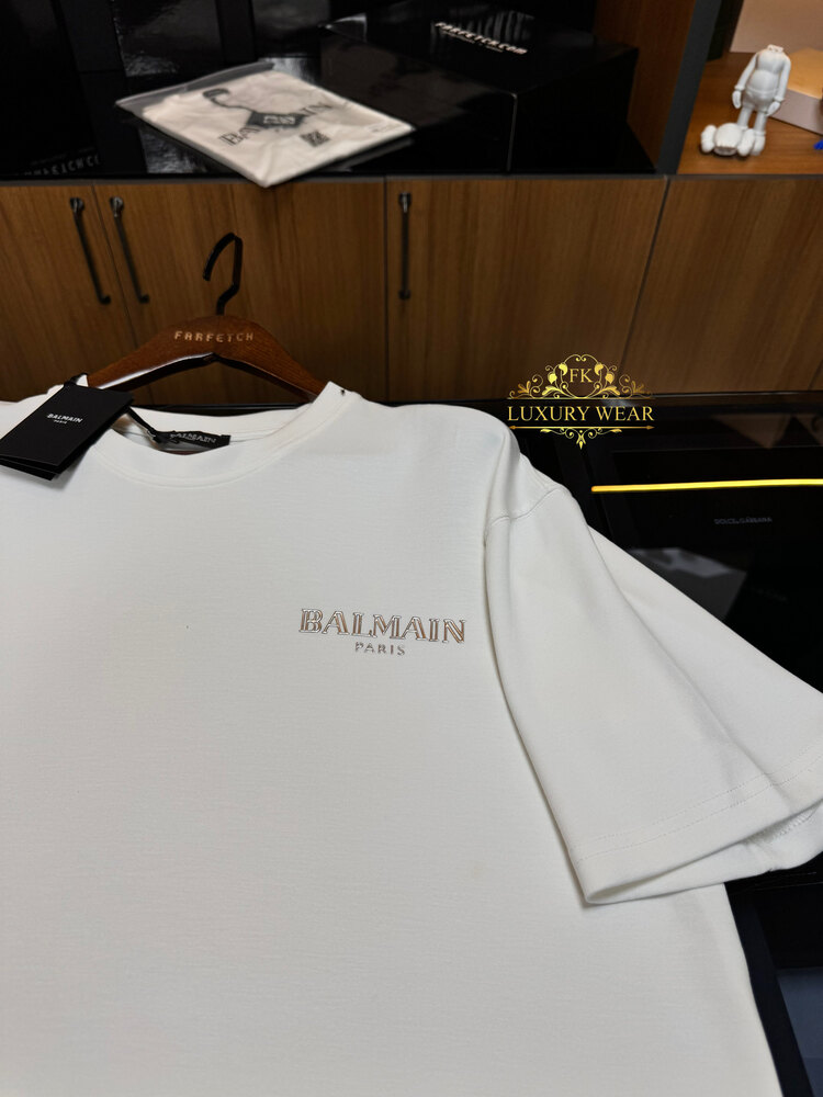 Balmain Paris Logo T-shirt white-silver ( İthal-Ütü İstemez-NFC Aktif)