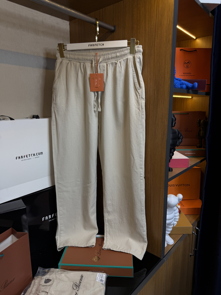 Loro Piana Ham Keten Jogger Pantolon Bej