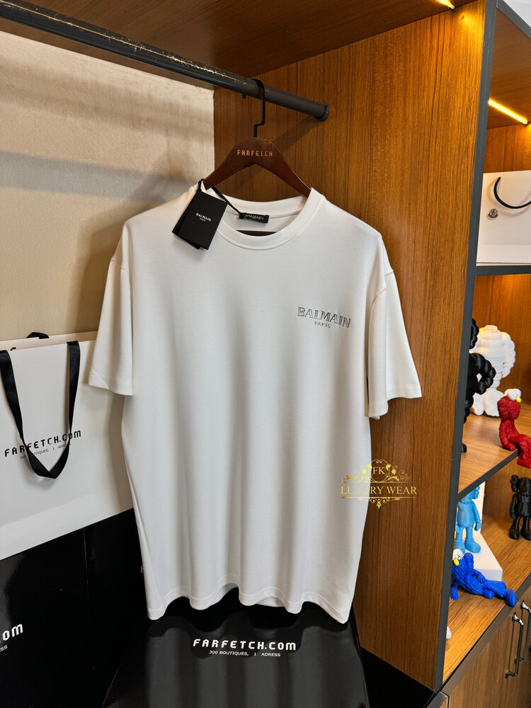 Balmain Paris Logo T-shirt white-silver ( İthal-Ütü İstemez-NFC Aktif)