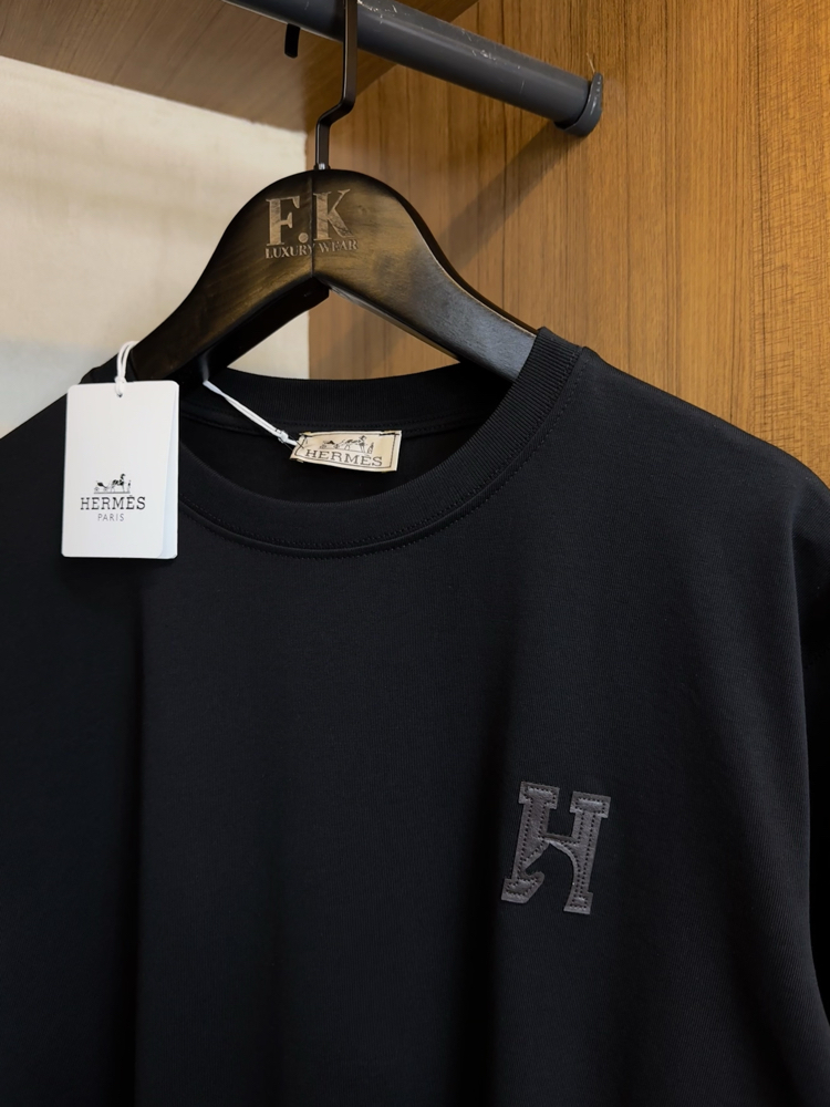 Hermes H’Cheval Logo Embroidery Cotton T-shirt (NFC Aktif)
