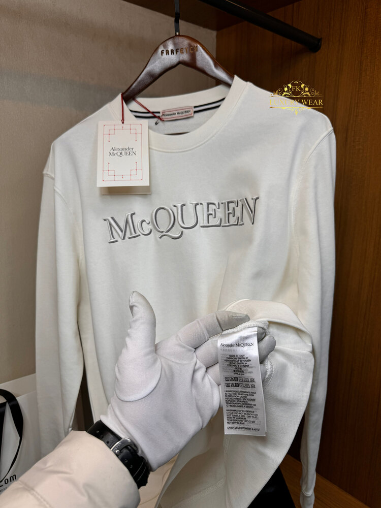 Alexander McQueen Logo-Embroidered Sweatshirt (White)