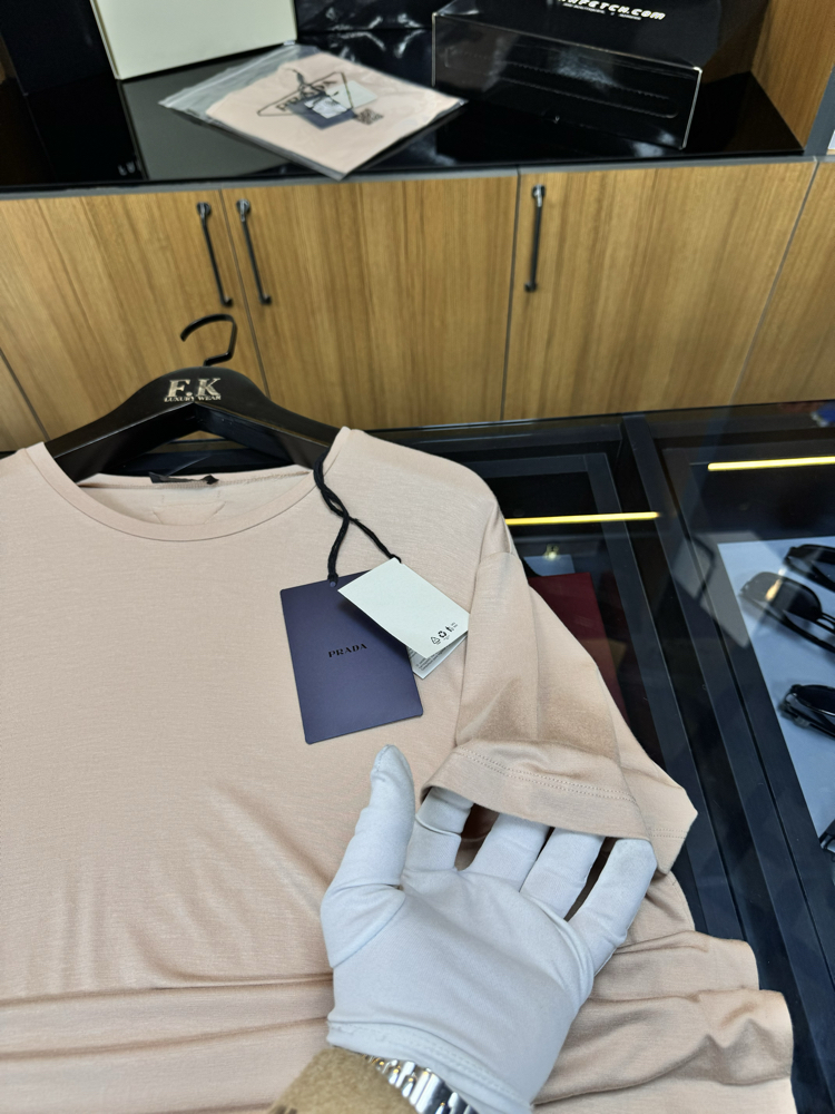  Prada Cashmere T-shirt ( İthal - Ütü İstemez - NFC Aktif ! ) - Bej