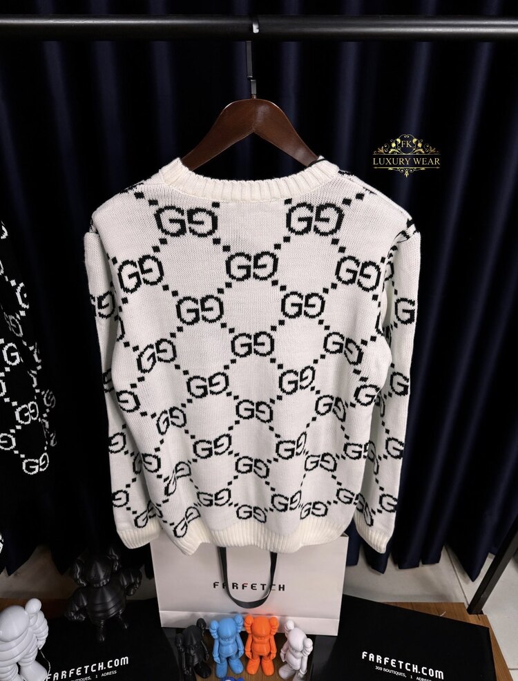 Gucci Wollpullover mit GG Jacquardmuster (white)