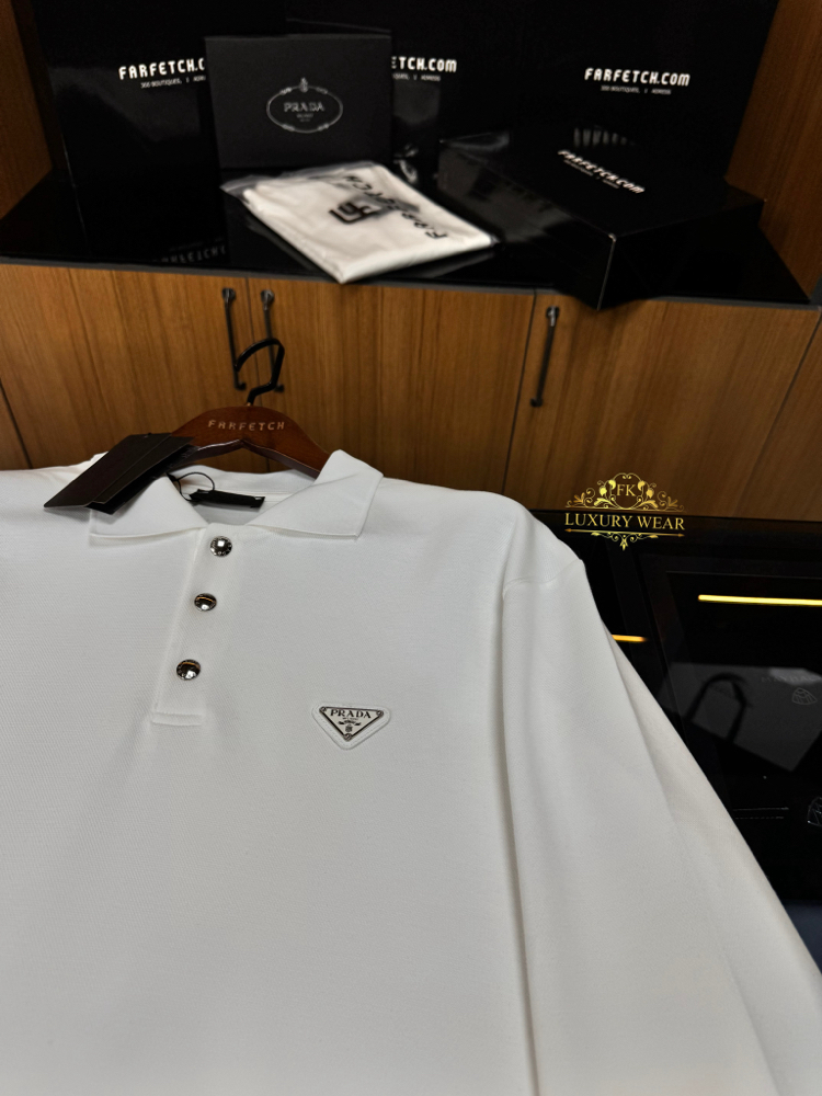 Prada Doubleface Polo Sweatshirt NFC Aktif ! ( Beyaz )