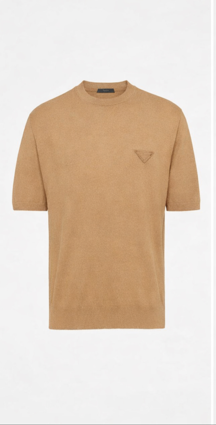 Prada Logo T-shirt ( İthal-Ütü İstemez-NFC Aktif) - Kum Beji