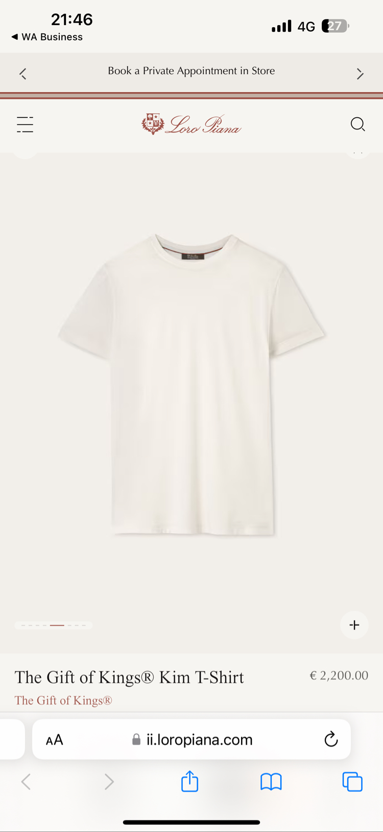 Loro Piana The Gift Of Kings T-shirt ( İthal - Ütü İstemez - NFC Aktif ! ) - Beyaz