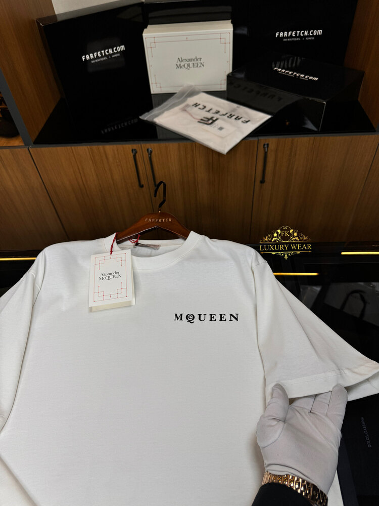 Alexander McQueen logo print T-shirt (beyaz)