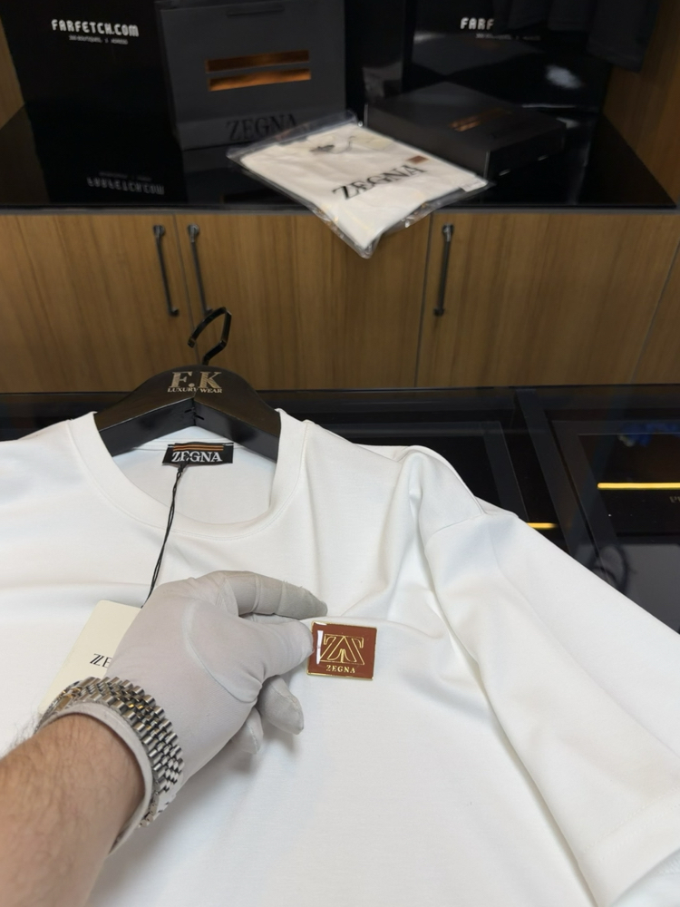 Zegna Logo Plaque T-shirt ( İthal-Ütü İstemez-NFC Aktif)