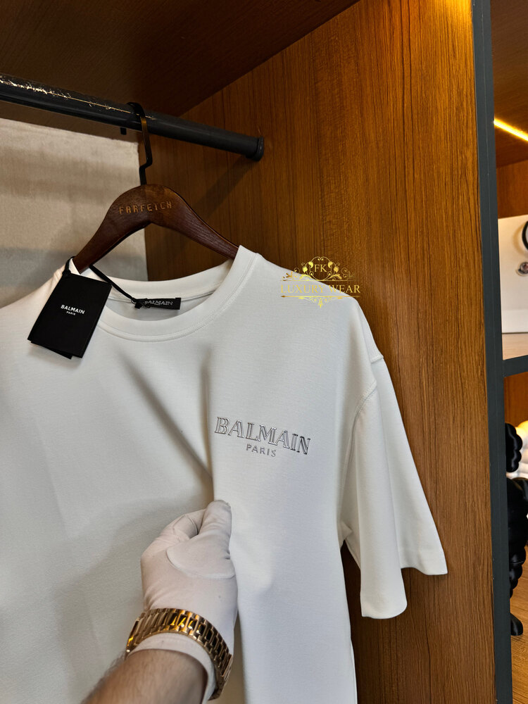 Balmain Paris Logo T-shirt white-silver ( İthal-Ütü İstemez-NFC Aktif)