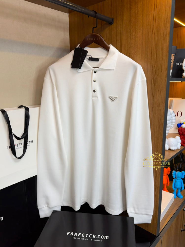 Prada Doubleface Polo Sweatshirt NFC Aktif ! ( Beyaz )
