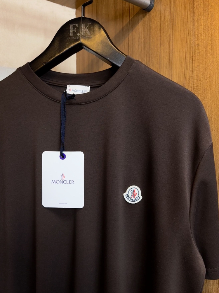 Moncler Logo T-shirt ( İthal-Ütü İstemez-NFC Aktif) - Koyu Kahve