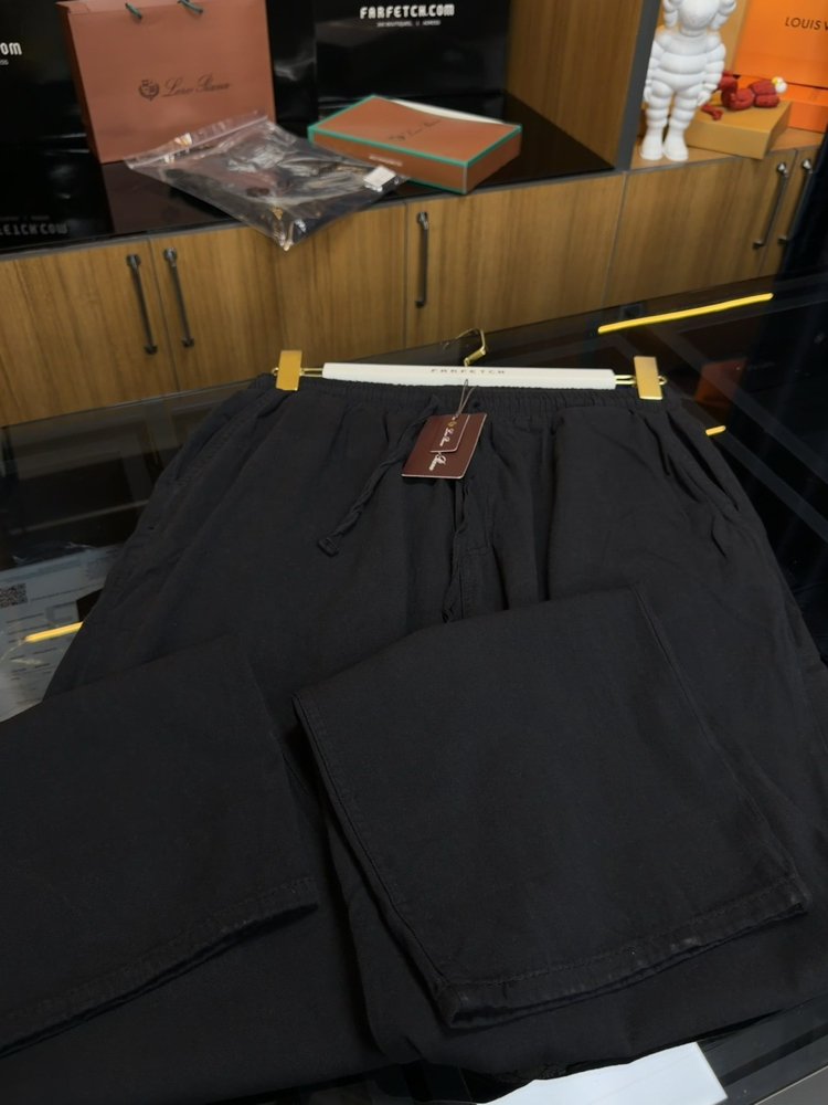 Loro Piana Ham Keten Jogger Pantolon Siyah