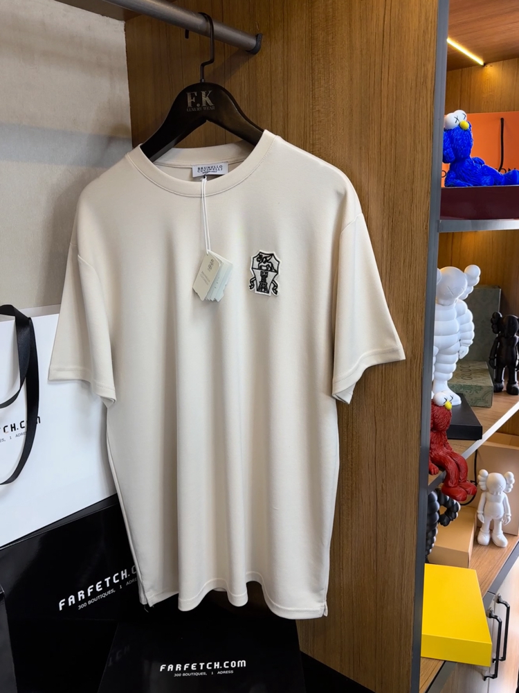 Brunello Cucinelli Logo T-shirt ( İthal-Ütü İstemez-NFC Aktif) - Kum Beji
