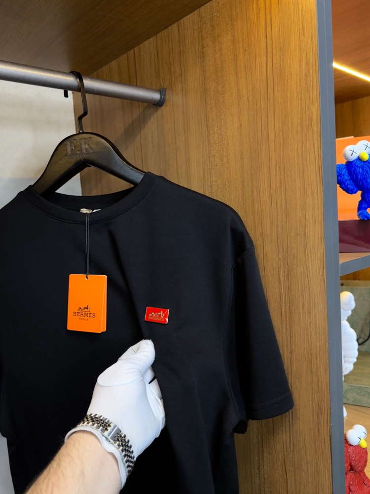 Hermes Metal Logo T-shirt ( İthal-Ütü İstemez-NFC Aktif)