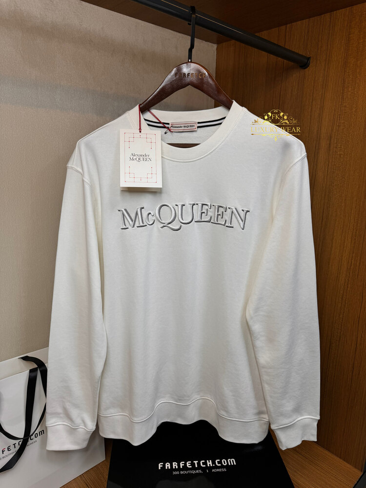Alexander McQueen Logo-Embroidered Sweatshirt (White)