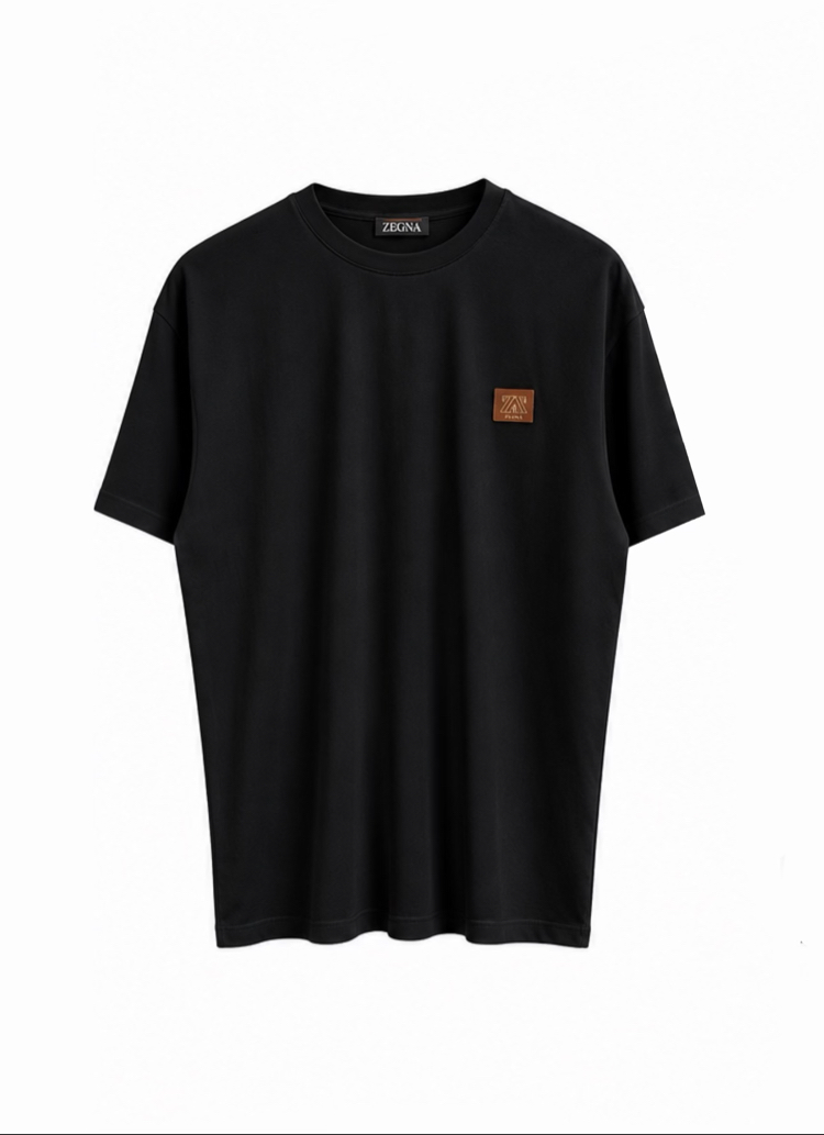 Zegna Logo Plaque T-shirt ( İthal-Ütü İstemez-NFC Aktif) Siyah
