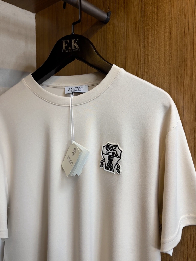 Brunello Cucinelli Logo T-shirt ( İthal-Ütü İstemez-NFC Aktif) - Kum Beji