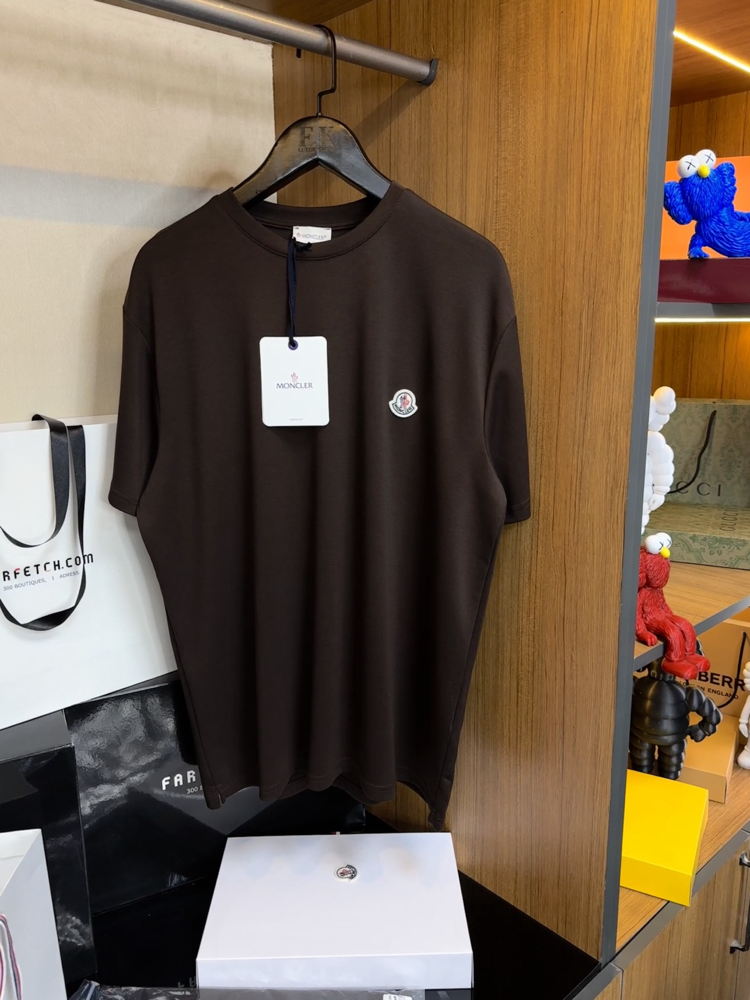 Moncler Logo T-shirt ( İthal-Ütü İstemez-NFC Aktif) - Koyu Kahve