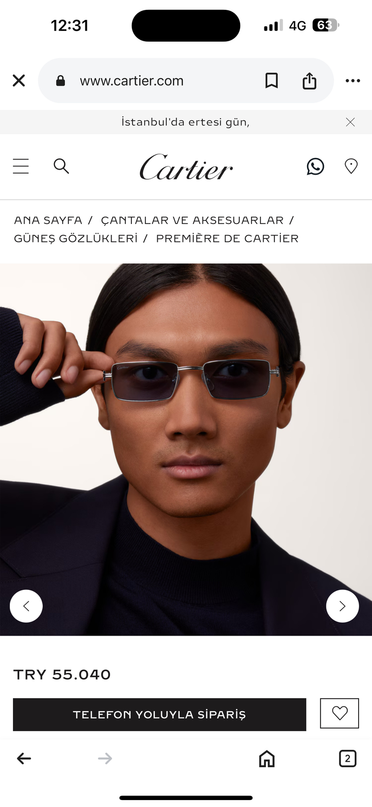 Cartier Unisex Güneş Gözlüğü (Silver)
