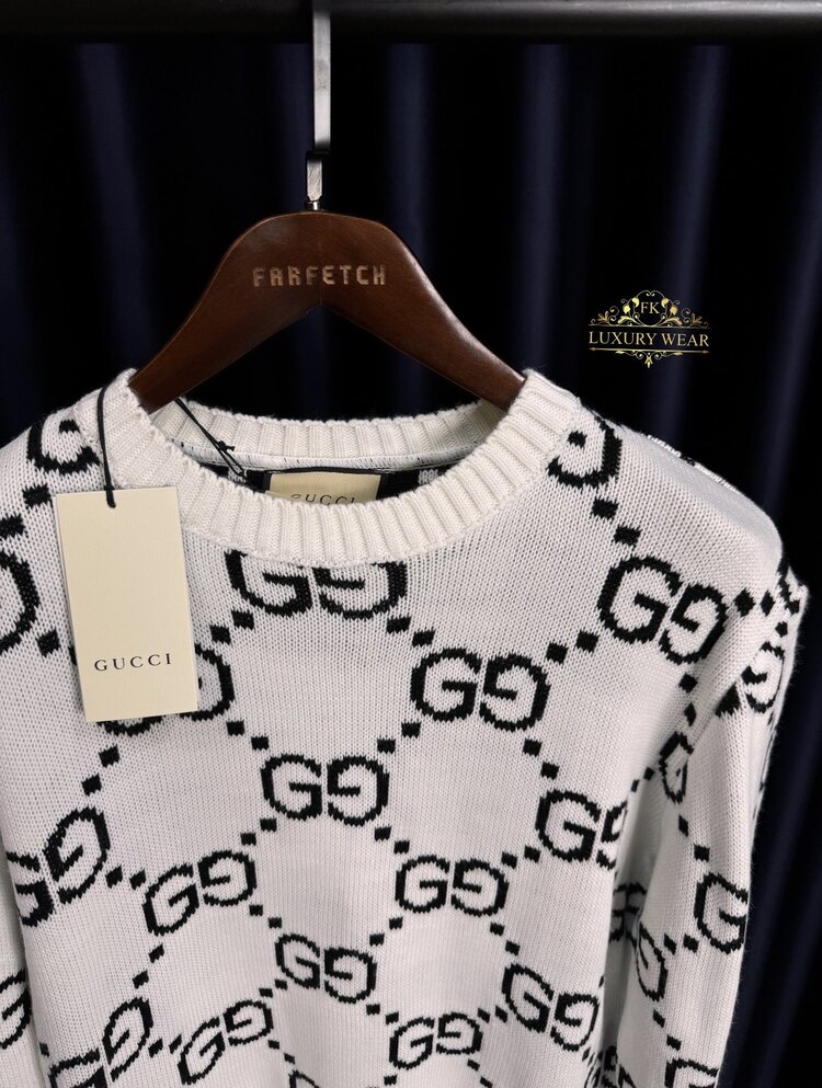 Gucci Wollpullover mit GG Jacquardmuster (white)