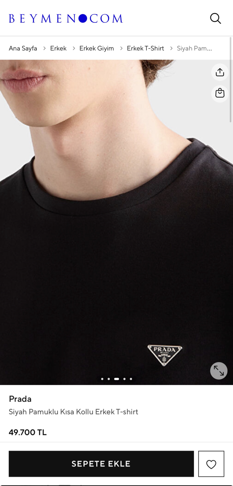 Prada Logo Plaque T-shirt ( İthal-Ütü İstemez-NFC Aktif)