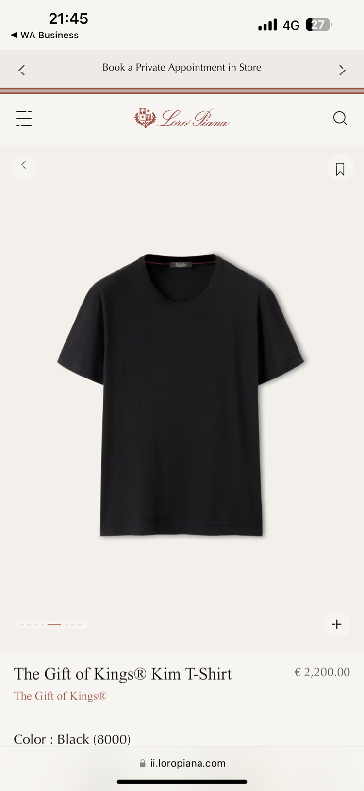 Loro Piana The Gift Of Kings T-shirt ( İthal - Ütü İstemez - NFC Aktif ! ) - Siyah