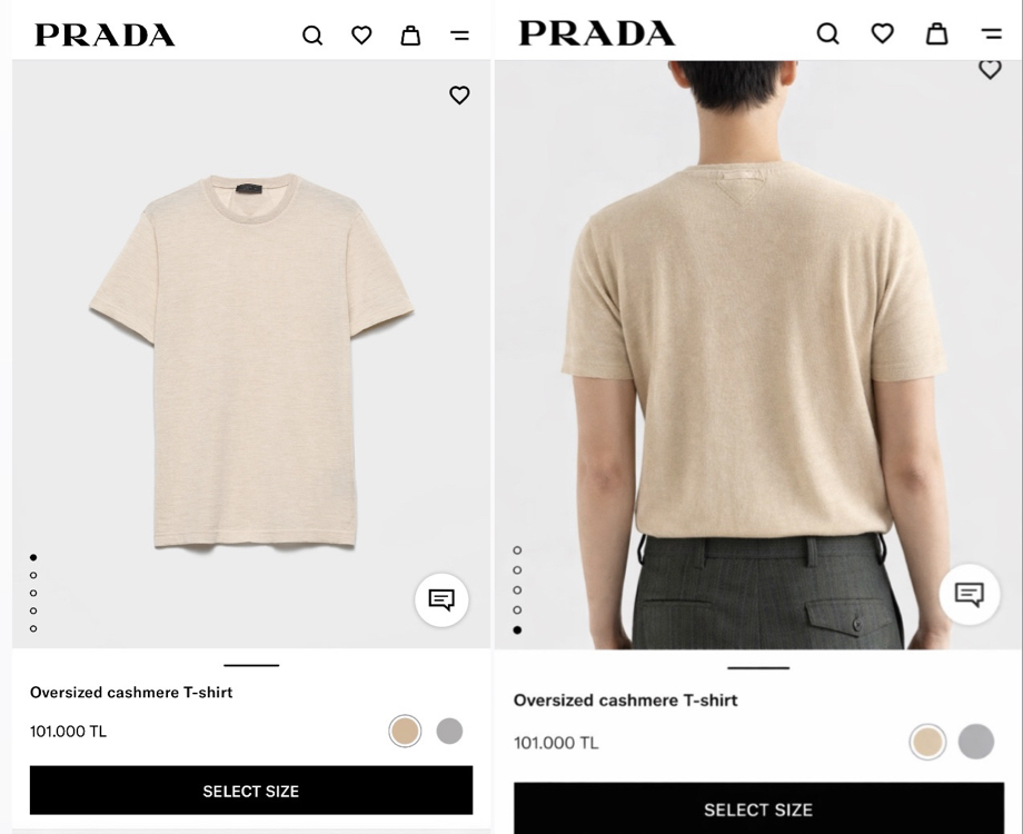  Prada Cashmere T-shirt ( İthal - Ütü İstemez - NFC Aktif ! ) - Bej