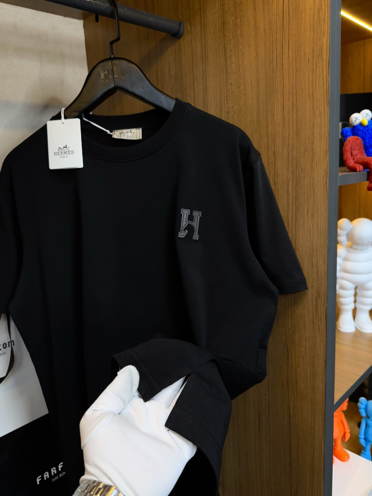 Hermes H’Cheval Logo Embroidery Cotton T-shirt (NFC Aktif)