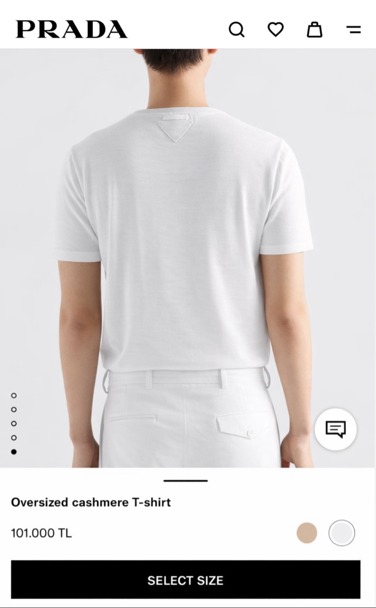 Prada Cashmere T-shirt ( İthal - Ütü İstemez - NFC Aktif ! ) - Beyaz