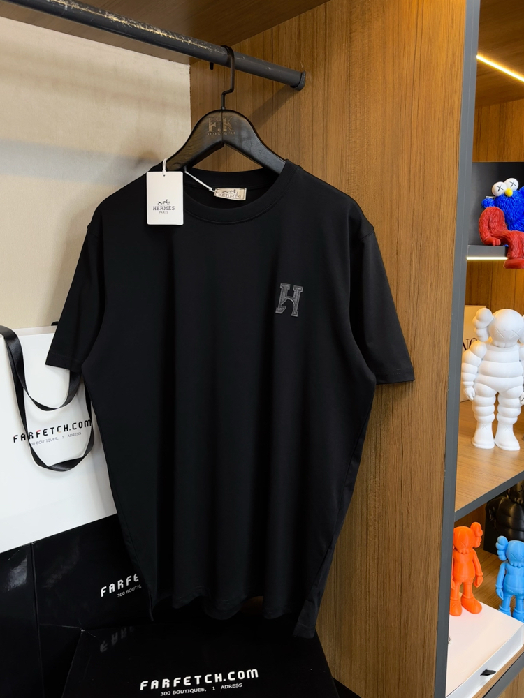 Hermes H’Cheval Logo Embroidery Cotton T-shirt (NFC Aktif)