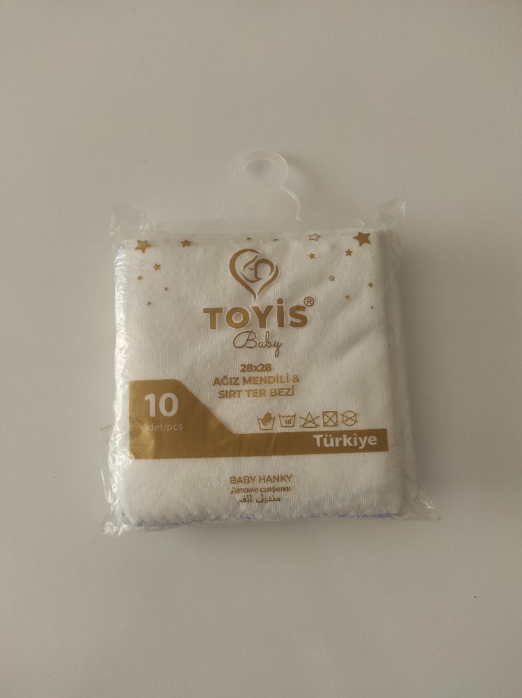 Toyis Baby Kenarı Oyalı 10'lu Bebek Ağız Mendili & Sırt Ter Bezi