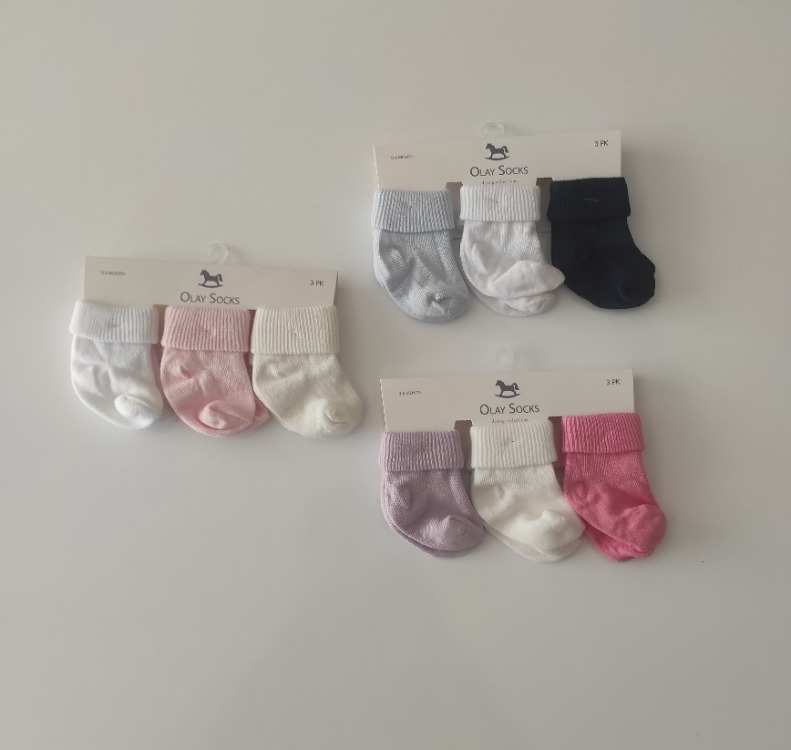 Olay Socks 3'lü Kıvrık Konçlu Bebek Çorap Seti